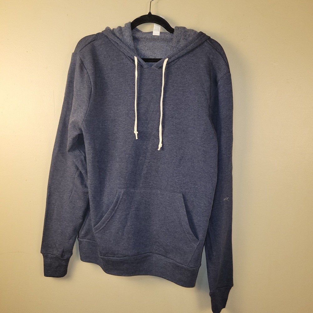 Alternative Apparel Hoodie L Large Blue Pullover Kangaroo Pocket‎ Drawstring...